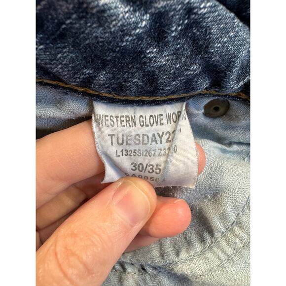 Silver Jeans Tuesday Boot Cut 22” Womens Sz 30 Low Rise Western Glove Works 32* - Picture 5 of 16